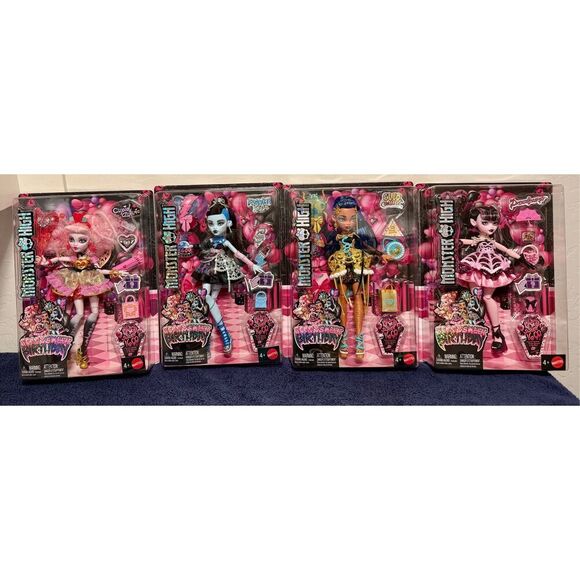 2025 Monster High Scary Sweet Birthday Fashion Doll Set of 4 In Hand NWT - Picture 1 of 14